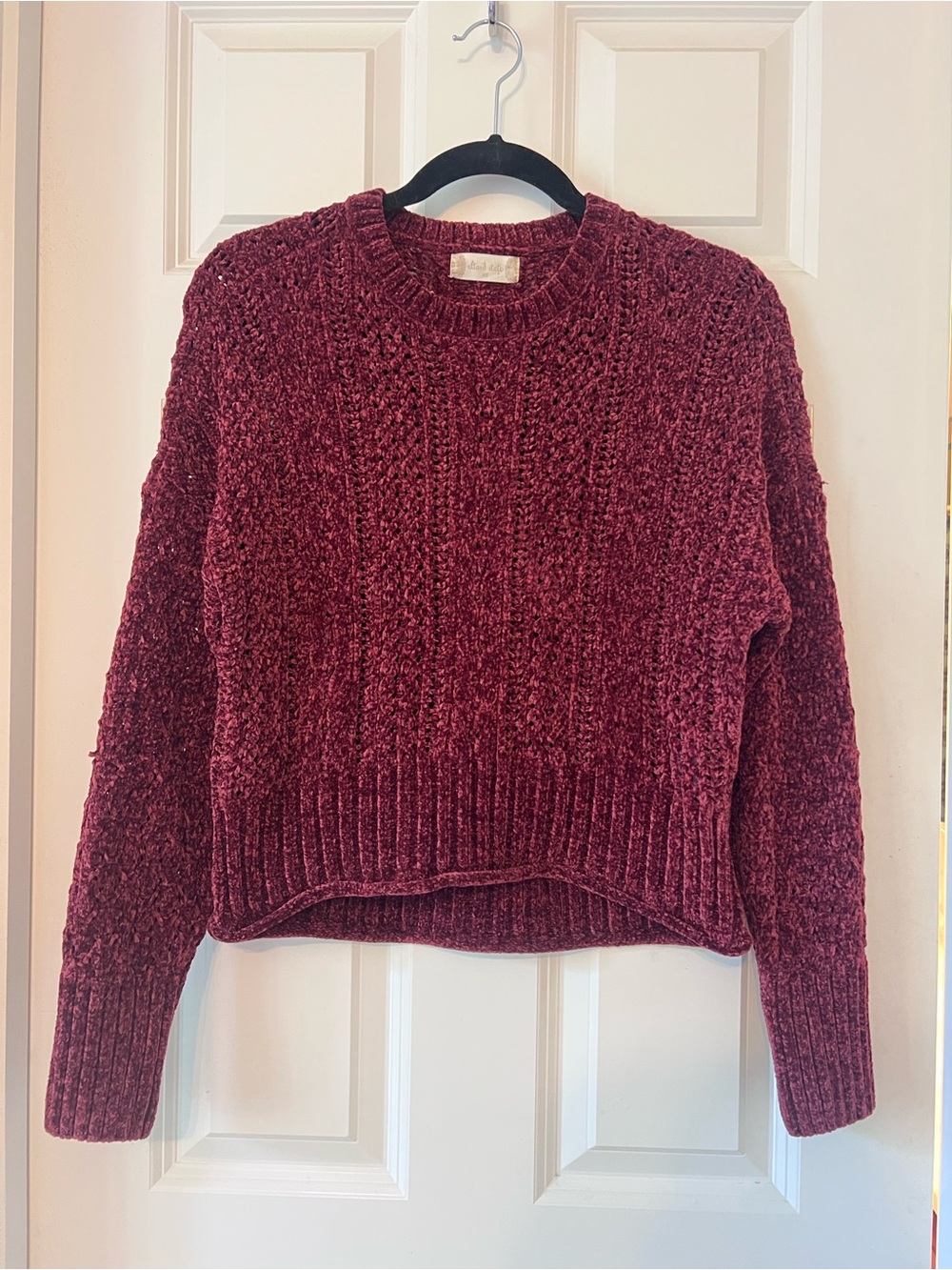 XS Altar’d State Plush Chenille Crewneck Sweater - Burgundy
